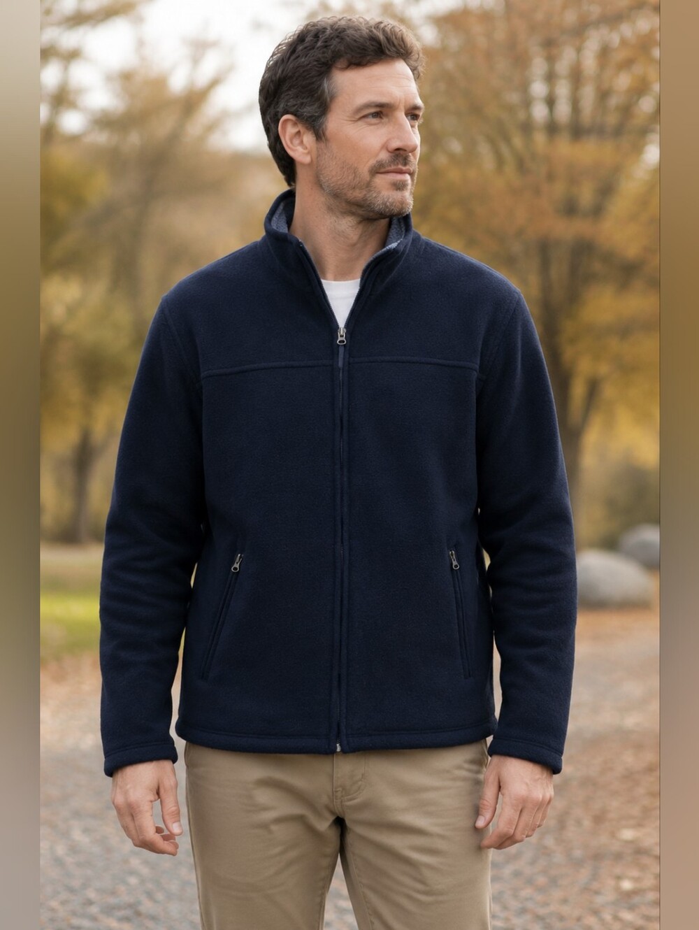 Men's Navy Full-Zip Fleece Jacket